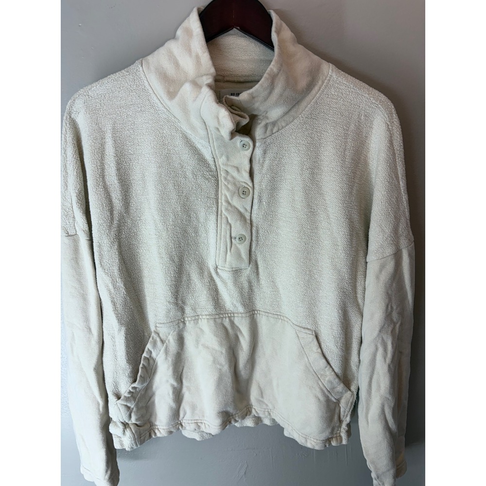REI Co-op Wallace Lake Hemp Cotton Pullover Sweatshirt Cream Beige Womens Medium